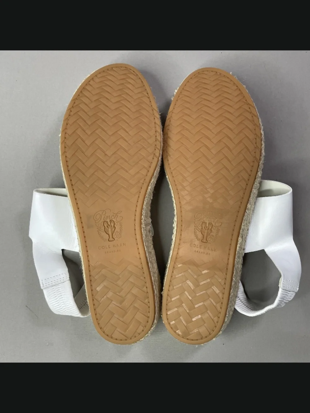 Cole Haan Shoes Womens 11 white brown leather jute sandals pinch summer casual